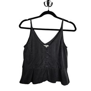 Cloth & Stone Anthropologie Button Front Tank Top Vintage Grunge Peplum Size S